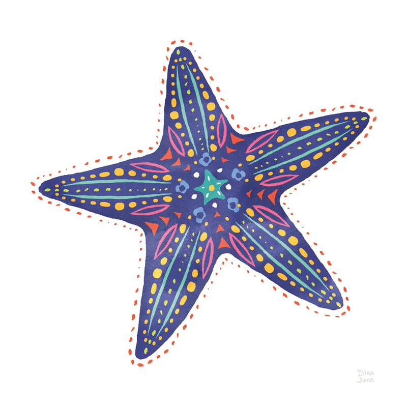 Along the Coast Starfish I by Dina June. SKU 86006a. Archival Giclee Fine art print for wall decor.