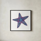 Along the Coast Starfish I by Dina June. Shown in a sleek black glass frame for a contemporary gallery look. Available as an archival giclee rolled canvas, fine art paper, or poster print. SKU 86006a.