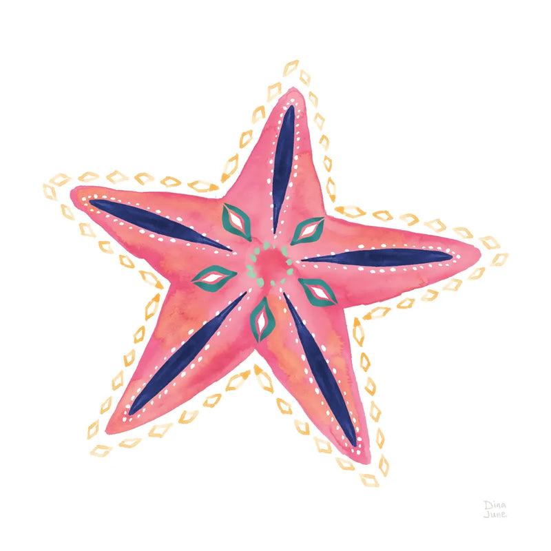 Along the Coast Starfish II by Dina June. SKU 86007a. Archival Giclee Fine art print for wall decor.