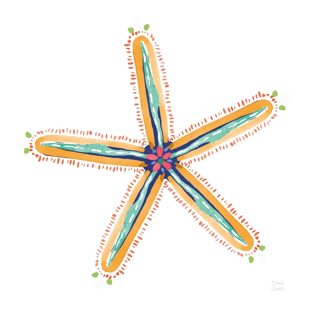 Along the Coast Starfish III by Dina June. SKU 86008a. Archival Giclee Fine art print for wall decor.