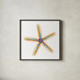 Along the Coast Starfish III by Dina June. Shown in a sleek black glass frame for a contemporary gallery look. Available as an archival giclee rolled canvas, fine art paper, or poster print. SKU 86008a.