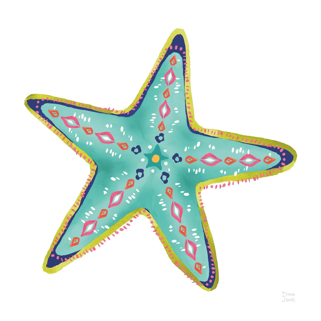 Along the Coast Starfish IV by Dina June. SKU 86009a. Archival Giclee Fine art print for wall decor.