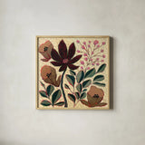 Autumn Florals by Dina June. Shown in a natural wood glass frame for a timeless modern aesthetic. Available as an archival giclee rolled canvas, fine art paper, or poster print. SKU 103679a.