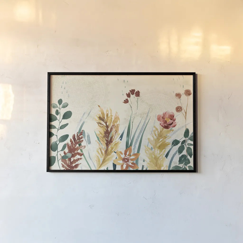 Autumnal Garden I by Dina June. shown as a paper print in a black flame. Available as a archival giclee rolled canvas, fine art paper, or poster print. SKU 81113i.