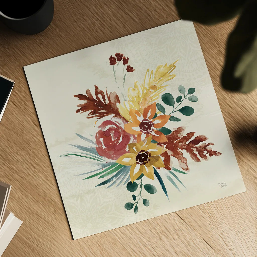 Autumnal Garden II by Dina June. Shown as a detailed flat fine art print, highlighting archival giclee quality. Available as an archival giclee rolled canvas, fine art paper, or poster print. SKU 81114a.