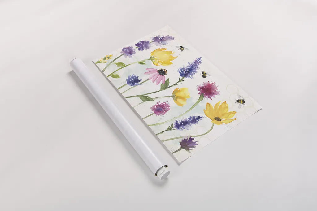 Bee Harmony I by Dina June. shown as a rolled paper print. Available as archival giclee rolled canvas, fine art paper, or poster print. SKU 58646i.