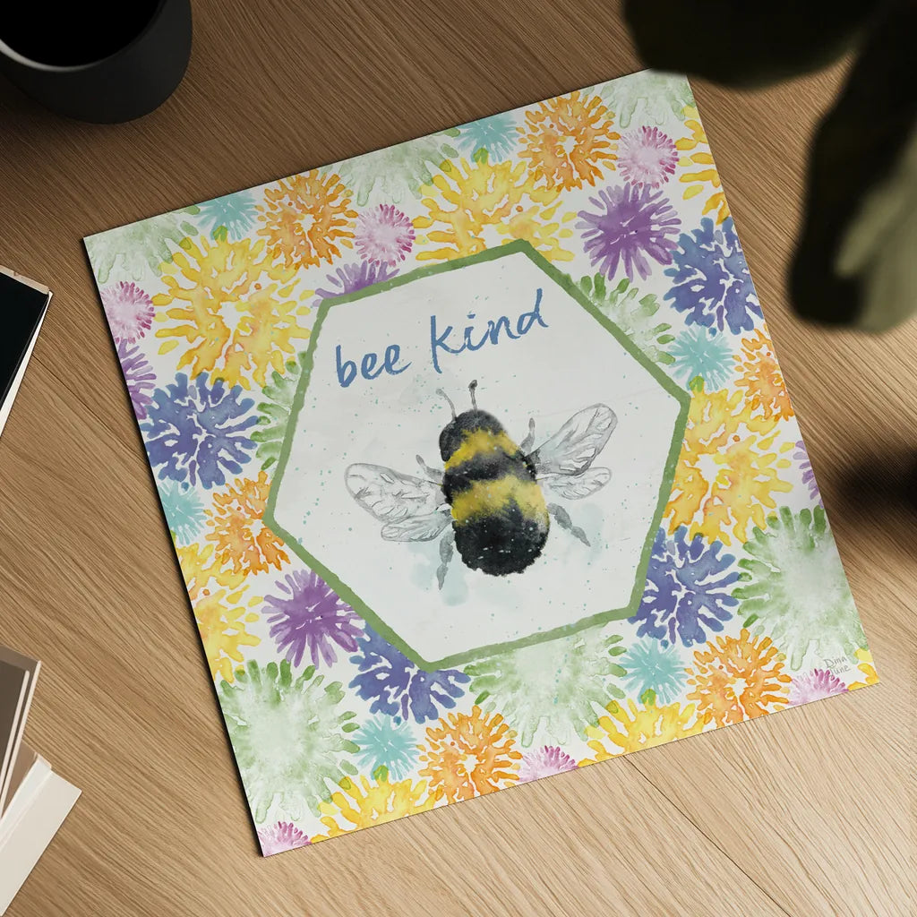 Bee Harmony VII by Dina June. Shown as a detailed flat fine art print, highlighting archival giclee quality. Available as an archival giclee rolled canvas, fine art paper, or poster print. SKU 58652a.