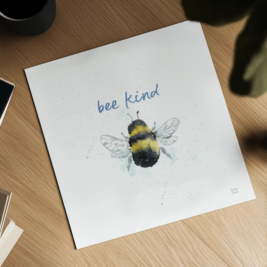 Bee Harmony VII White by Dina June. Shown as a detailed flat fine art print, highlighting archival giclee quality. Available as an archival giclee rolled canvas, fine art paper, or poster print. SKU 66091a.