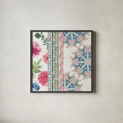 Bohemian Vibes III by Dina June. Shown in a sleek black glass frame for a contemporary gallery look. Available as an archival giclee rolled canvas, fine art paper, or poster print. SKU 60779a.