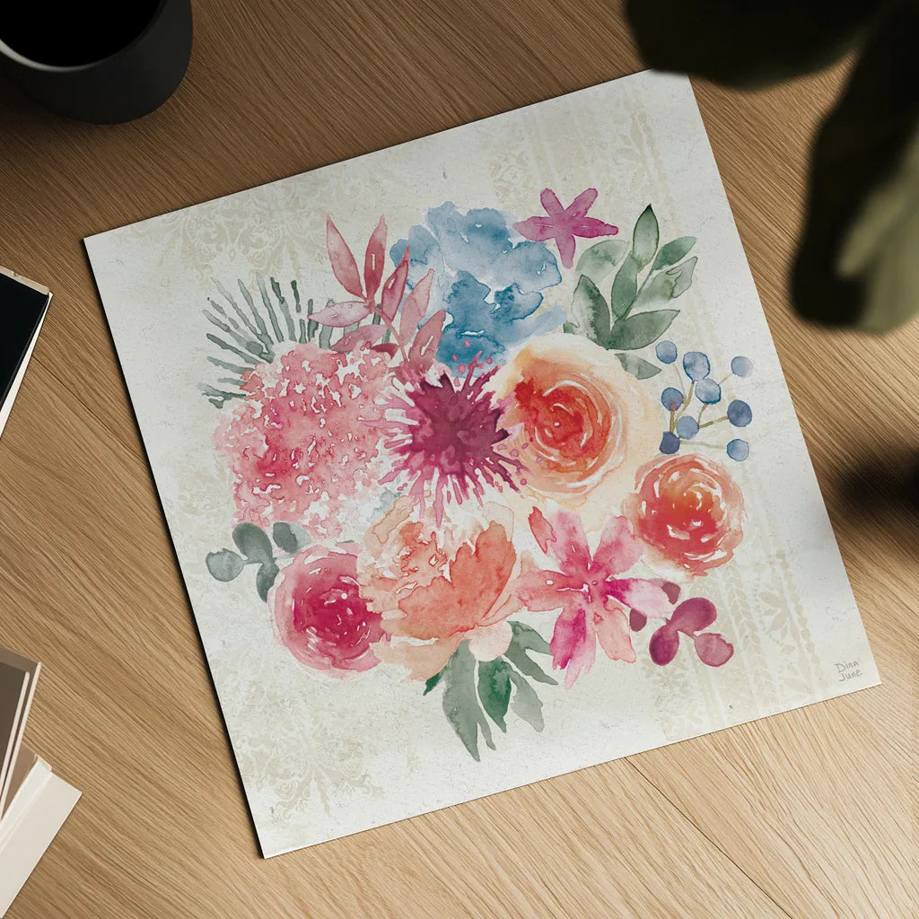 Bohemian Vibes V by Dina June. Shown as a detailed flat fine art print, highlighting archival giclee quality. Available as an archival giclee rolled canvas, fine art paper, or poster print. SKU 60781a.