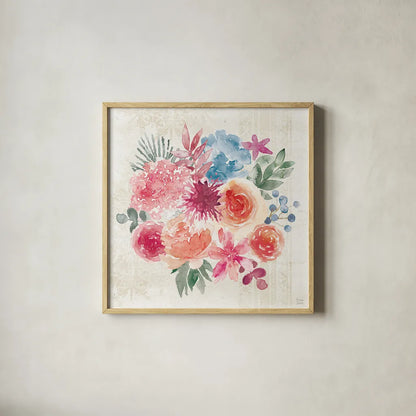 Bohemian Vibes V by Dina June. Shown in a natural wood glass frame for a timeless modern aesthetic. Available as an archival giclee rolled canvas, fine art paper, or poster print. SKU 60781a.