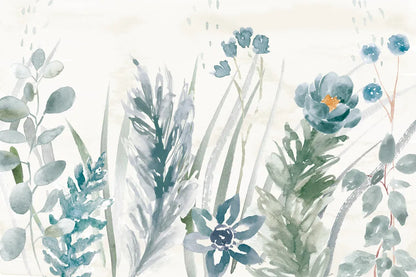 Boho Garden I No Butterflies Blue by Dina June. SKU 77483i. Archival Giclee Fine art print for wall decor.