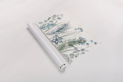 Boho Garden I No Butterflies Blue by Dina June. shown as a rolled paper print. Available as archival giclee rolled canvas, fine art paper, or poster print. SKU 77483i.