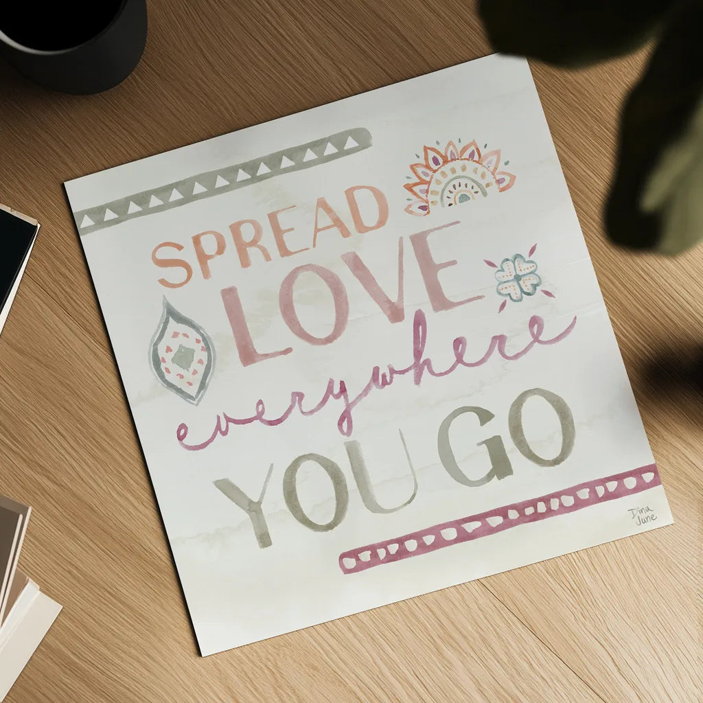 Boho Garden IV by Dina June. Shown as a detailed flat fine art print, highlighting archival giclee quality. Available as an archival giclee rolled canvas, fine art paper, or poster print. SKU 77241a.