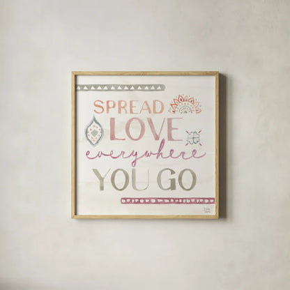 Boho Garden IV by Dina June. Shown in a natural wood glass frame for a timeless modern aesthetic. Available as an archival giclee rolled canvas, fine art paper, or poster print. SKU 77241a.