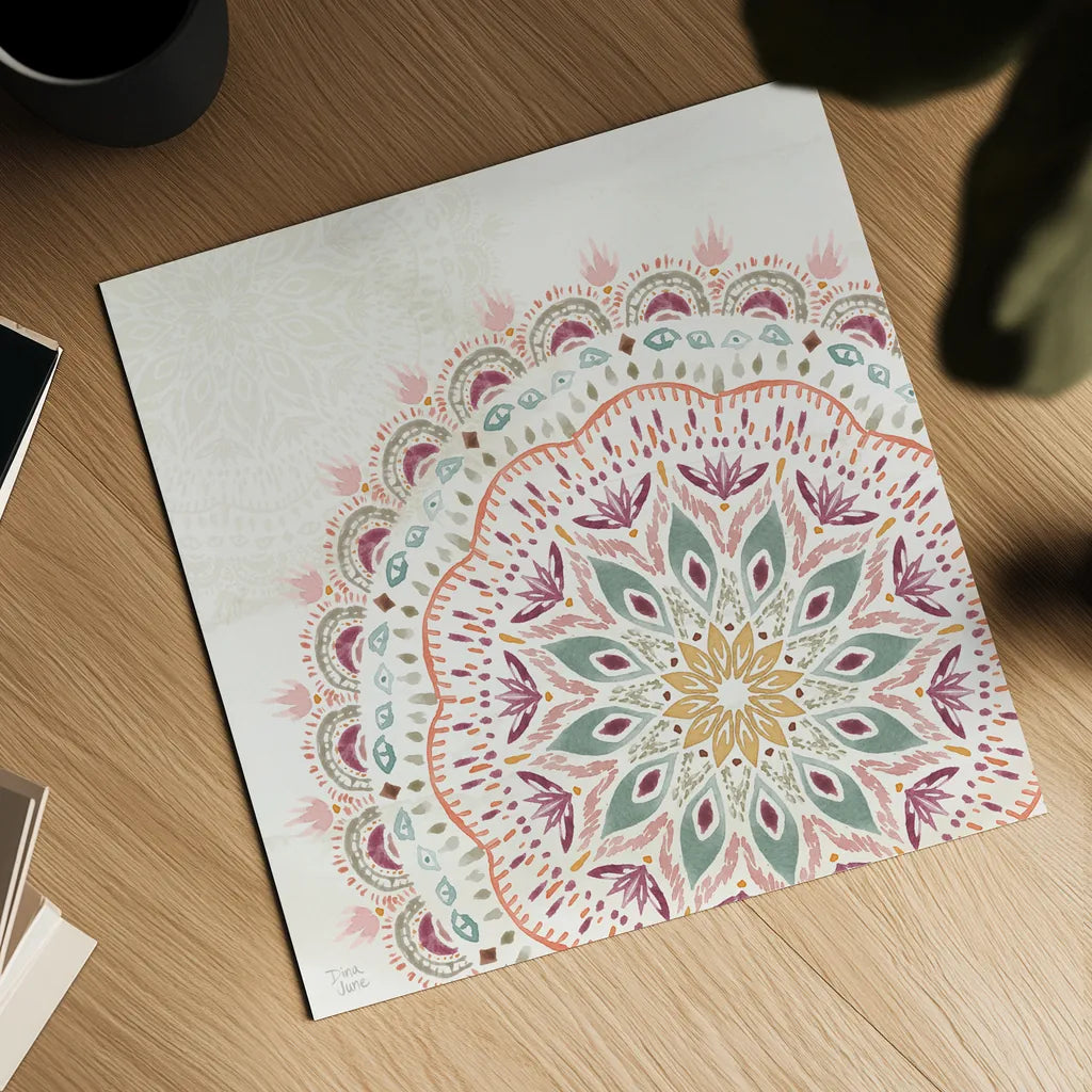 Boho Garden IX by Dina June. Shown as a detailed flat fine art print, highlighting archival giclee quality. Available as an archival giclee rolled canvas, fine art paper, or poster print. SKU 77246a.