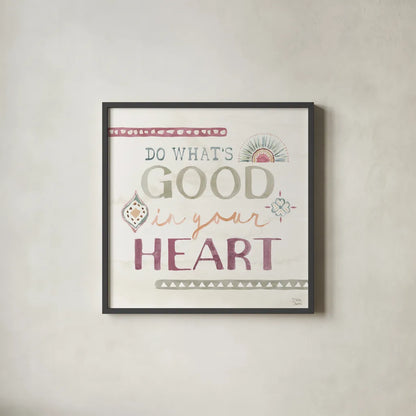 Boho Garden V by Dina June. Shown in a sleek black glass frame for a contemporary gallery look. Available as an archival giclee rolled canvas, fine art paper, or poster print. SKU 77242a.