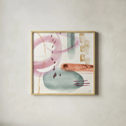 Boho Garden X by Dina June. Shown in a natural wood glass frame for a timeless modern aesthetic. Available as an archival giclee rolled canvas, fine art paper, or poster print. SKU 77247a.