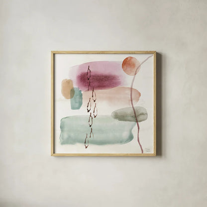 Boho Garden XI by Dina June. Shown in a natural wood glass frame for a timeless modern aesthetic. Available as an archival giclee rolled canvas, fine art paper, or poster print. SKU 77248a.