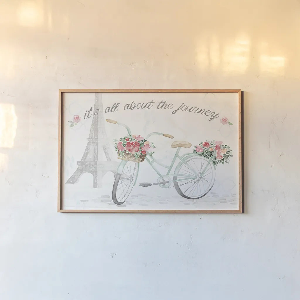 Boho Ride I by Dina June. shown as a paper print in a natural frame. Available as a archival giclee rolled canvas, fine art paper, or poster print. SKU 56209i.