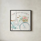 Boho Ride II by Dina June. Shown in a sleek black glass frame for a contemporary gallery look. Available as an archival giclee rolled canvas, fine art paper, or poster print. SKU 56210a.