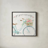 Boho Ride II no Eiffel Tower by Dina June. Shown in a sleek black glass frame for a contemporary gallery look. Available as an archival giclee rolled canvas, fine art paper, or poster print. SKU 56760a.