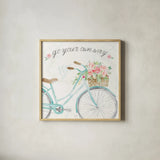 Boho Ride II no Eiffel Tower by Dina June. Shown in a natural wood glass frame for a timeless modern aesthetic. Available as an archival giclee rolled canvas, fine art paper, or poster print. SKU 56760a.