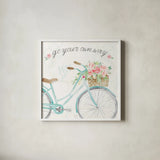 Boho Ride II no Eiffel Tower by Dina June. Shown in a crisp white glass frame for a clean and minimalist style. Available as an archival giclee rolled canvas, fine art paper, or poster print. SKU 56760a.