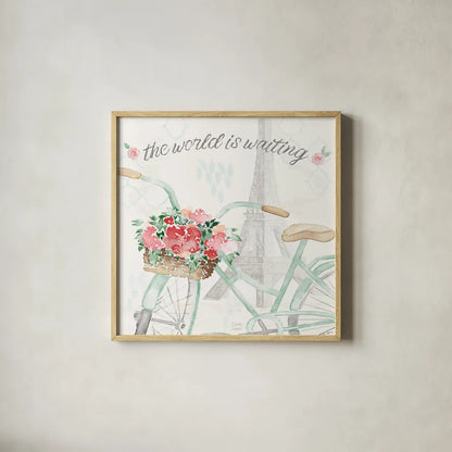 Boho Ride III by Dina June. Shown in a natural wood glass frame for a timeless modern aesthetic. Available as an archival giclee rolled canvas, fine art paper, or poster print. SKU 56211a.