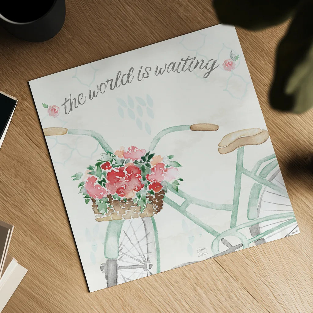 Boho Ride III no Eiffel Tower by Dina June. Shown as a detailed flat fine art print, highlighting archival giclee quality. Available as an archival giclee rolled canvas, fine art paper, or poster print. SKU 56761a.