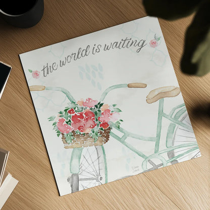 Boho Ride III no Eiffel Tower by Dina June. Shown as a detailed flat fine art print, highlighting archival giclee quality. Available as an archival giclee rolled canvas, fine art paper, or poster print. SKU 56761a.