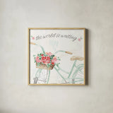 Boho Ride III no Eiffel Tower by Dina June. Shown in a natural wood glass frame for a timeless modern aesthetic. Available as an archival giclee rolled canvas, fine art paper, or poster print. SKU 56761a.