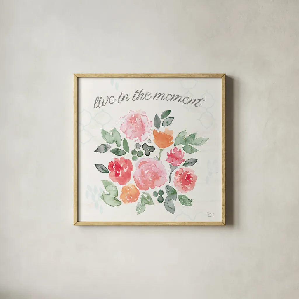 Boho Ride IV by Dina June. Shown in a natural wood glass frame for a timeless modern aesthetic. Available as an archival giclee rolled canvas, fine art paper, or poster print. SKU 56212a.