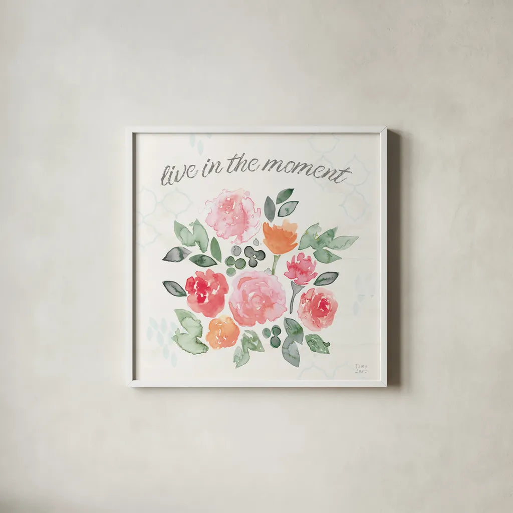 Boho Ride IV by Dina June. Shown in a crisp white glass frame for a clean and minimalist style. Available as an archival giclee rolled canvas, fine art paper, or poster print. SKU 56212a.