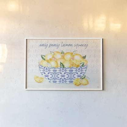 Citron Traditions I by Dina June. shown as a paper print in a white frame. Available as a archival giclee rolled canvas, fine art paper, or poster print. SKU 76691i.