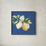 Citron Traditions IV by Dina June. Shown in a sleek black glass frame for a contemporary gallery look. Available as an archival giclee rolled canvas, fine art paper, or poster print. SKU 76694a.