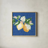 Citron Traditions IV by Dina June. Shown in a natural wood glass frame for a timeless modern aesthetic. Available as an archival giclee rolled canvas, fine art paper, or poster print. SKU 76694a.