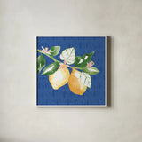 Citron Traditions IV by Dina June. Shown in a crisp white glass frame for a clean and minimalist style. Available as an archival giclee rolled canvas, fine art paper, or poster print. SKU 76694a.