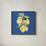 Citron Traditions V by Dina June. Shown in a sleek black glass frame for a contemporary gallery look. Available as an archival giclee rolled canvas, fine art paper, or poster print. SKU 76695a.