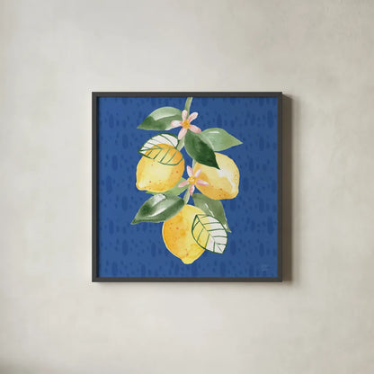 Citron Traditions V by Dina June. Shown in a sleek black glass frame for a contemporary gallery look. Available as an archival giclee rolled canvas, fine art paper, or poster print. SKU 76695a.