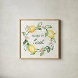Citron Traditions VI by Dina June. Shown in a natural wood glass frame for a timeless modern aesthetic. Available as an archival giclee rolled canvas, fine art paper, or poster print. SKU 76696a.
