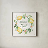 Citron Traditions VI by Dina June. Shown in a crisp white glass frame for a clean and minimalist style. Available as an archival giclee rolled canvas, fine art paper, or poster print. SKU 76696a.