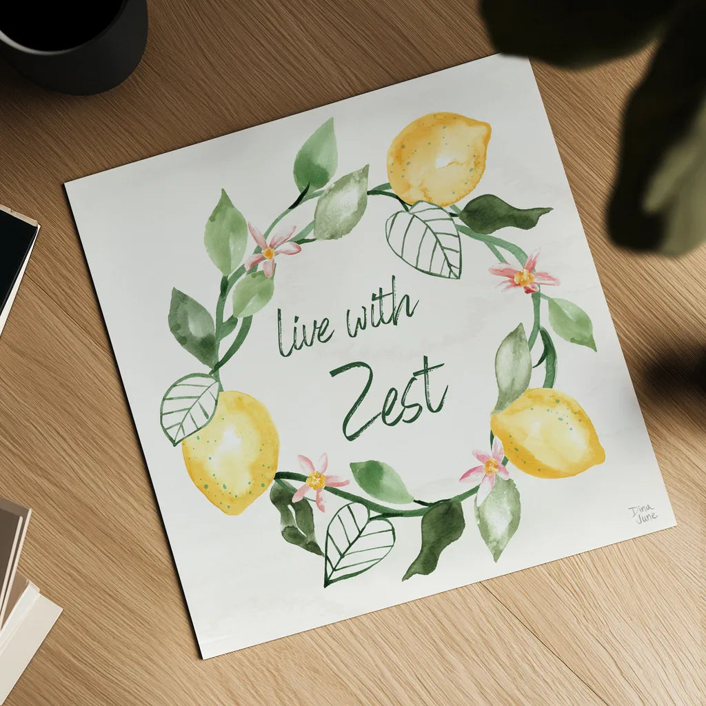 Citron Traditions VII by Dina June. Shown as a detailed flat fine art print, highlighting archival giclee quality. Available as an archival giclee rolled canvas, fine art paper, or poster print. SKU 76697a.