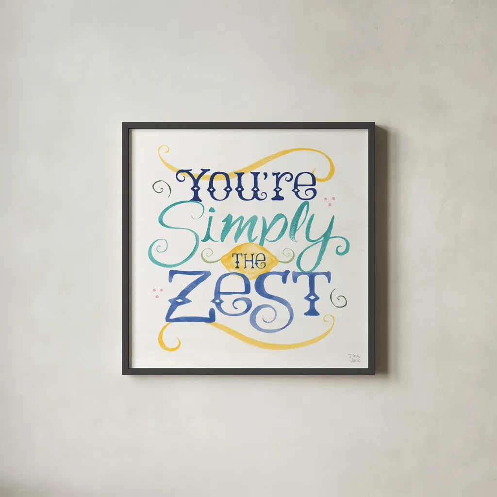 Citron Traditions VIII by Dina June. Shown in a sleek black glass frame for a contemporary gallery look. Available as an archival giclee rolled canvas, fine art paper, or poster print. SKU 76698a.