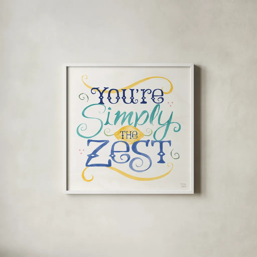 Citron Traditions VIII by Dina June. Shown in a crisp white glass frame for a clean and minimalist style. Available as an archival giclee rolled canvas, fine art paper, or poster print. SKU 76698a.