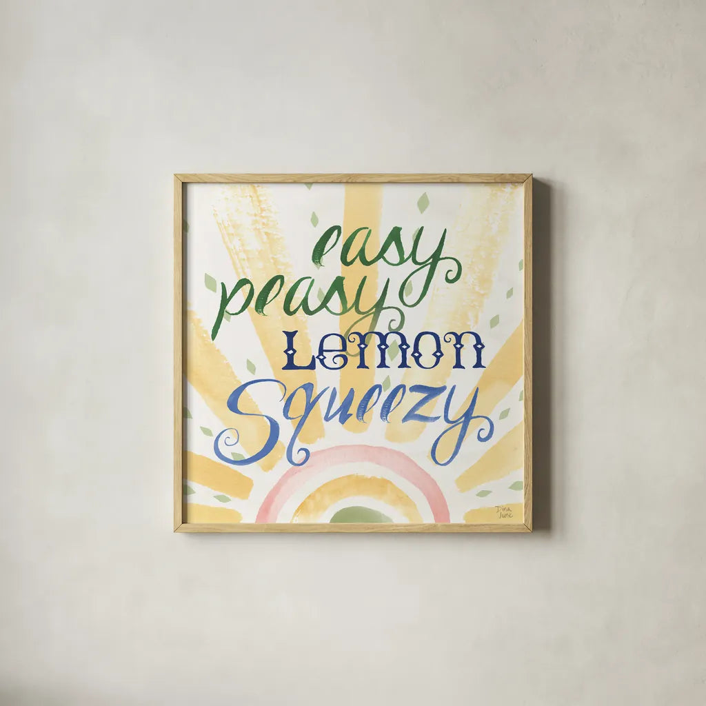 Citron Traditions XI by Dina June. Shown in a natural wood glass frame for a timeless modern aesthetic. Available as an archival giclee rolled canvas, fine art paper, or poster print. SKU 76701a.