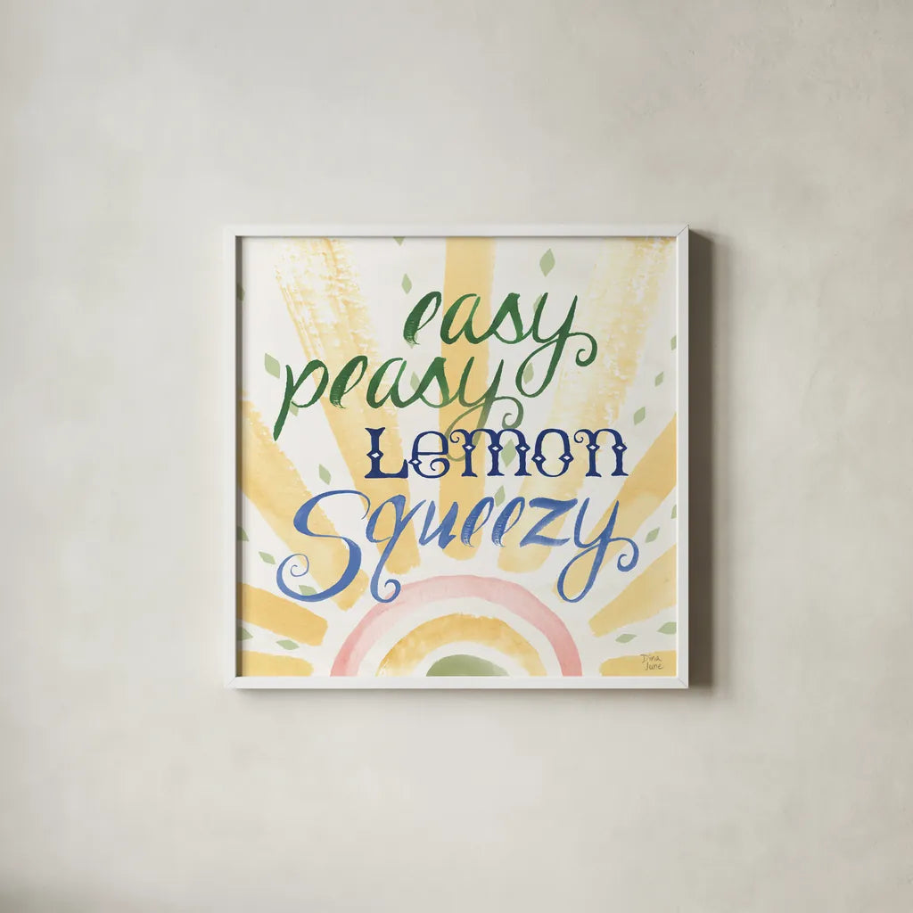 Citron Traditions XI by Dina June. Shown in a crisp white glass frame for a clean and minimalist style. Available as an archival giclee rolled canvas, fine art paper, or poster print. SKU 76701a.