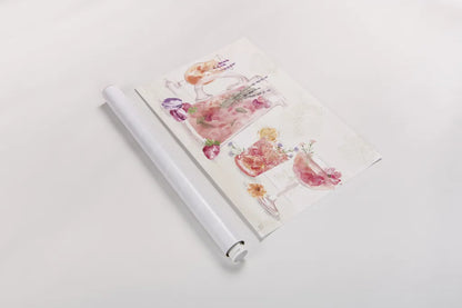 Classy Cocktails I by Dina June. shown as a rolled paper print. Available as archival giclee rolled canvas, fine art paper, or poster print. SKU 69234i.