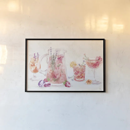 Classy Cocktails I by Dina June. shown as a paper print in a black flame. Available as a archival giclee rolled canvas, fine art paper, or poster print. SKU 69234i.