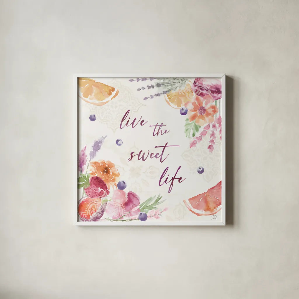 Classy Cocktails VII by Dina June. Shown in a crisp white glass frame for a clean and minimalist style. Available as an archival giclee rolled canvas, fine art paper, or poster print. SKU 69240a.